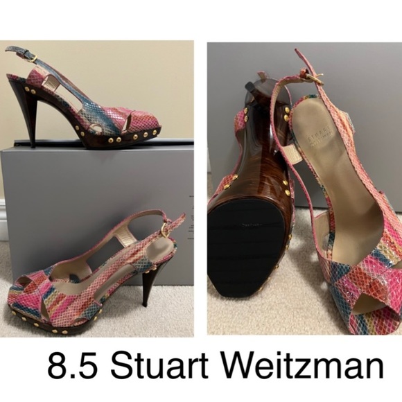 Stuart Weitzman Snake Shine platform sandal - Picture 1 of 3